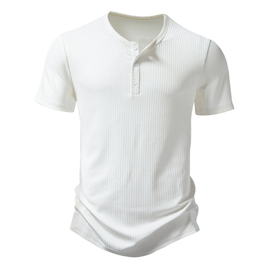 Men’s Button Detail Short Sleeve T-Shirt White / S Apparel and Accessories