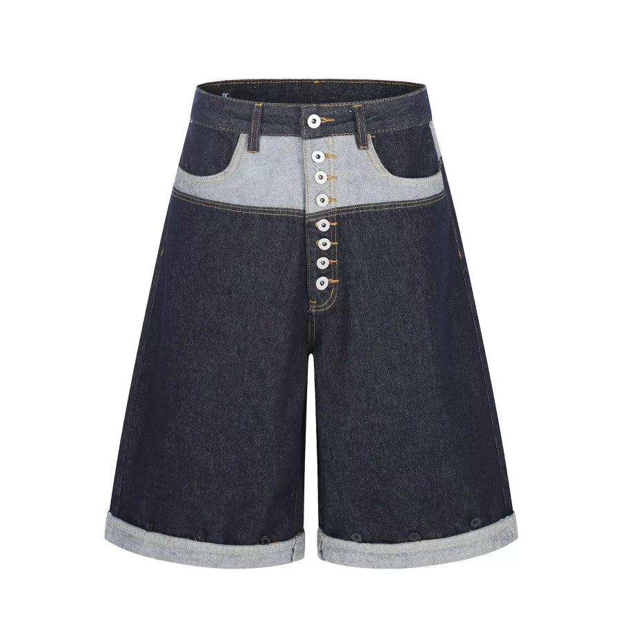 Men’s Button Fly Denim Capris Blue / S Apparel and Accessories