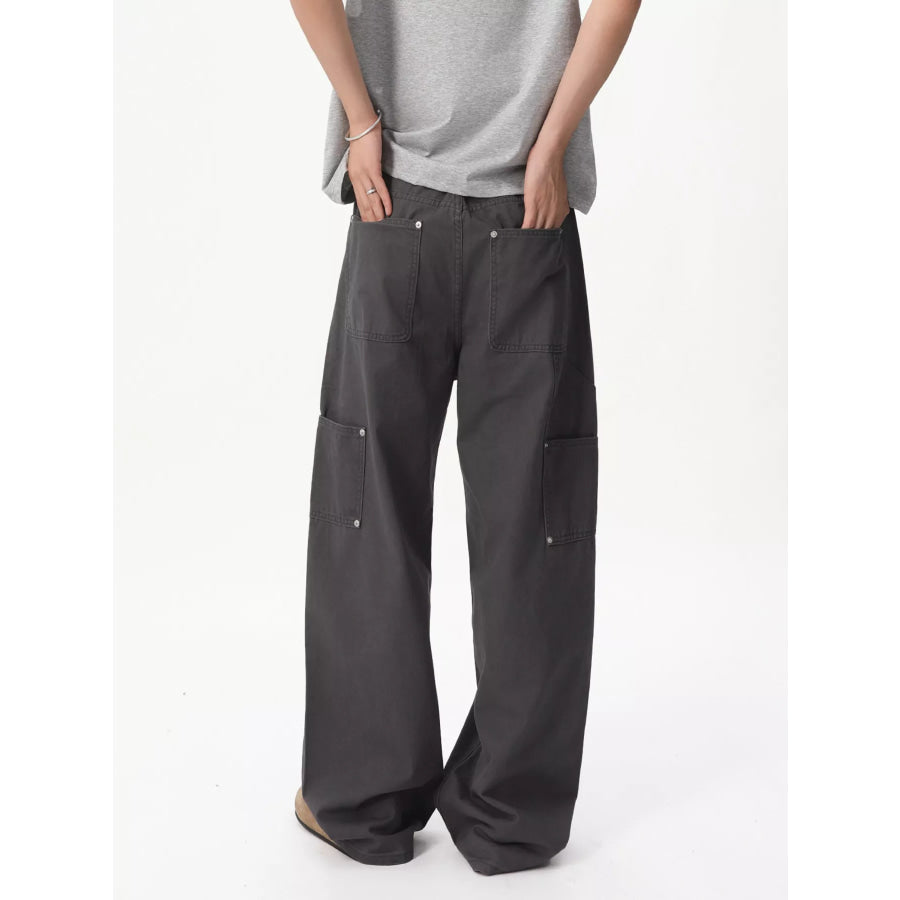 Men’s Button Fly Wide Leg Cargo Pants