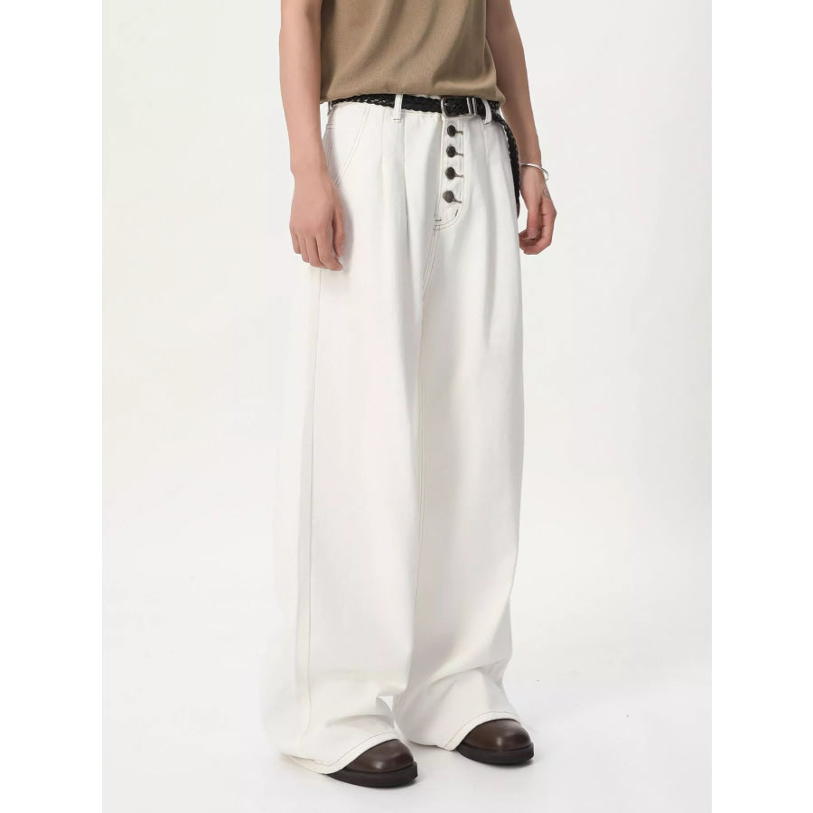 Men’s Button-Fly Wide Leg Jeans Apparel and Accessories
