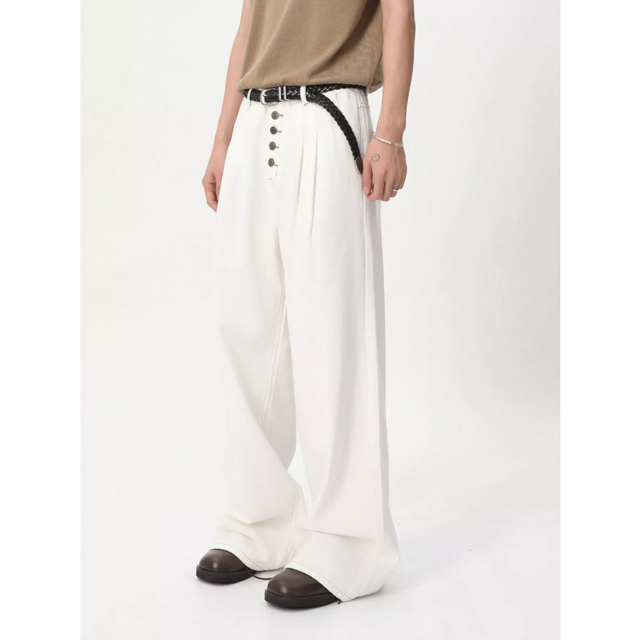 Men’s Button-Fly Wide Leg Jeans Apparel and Accessories