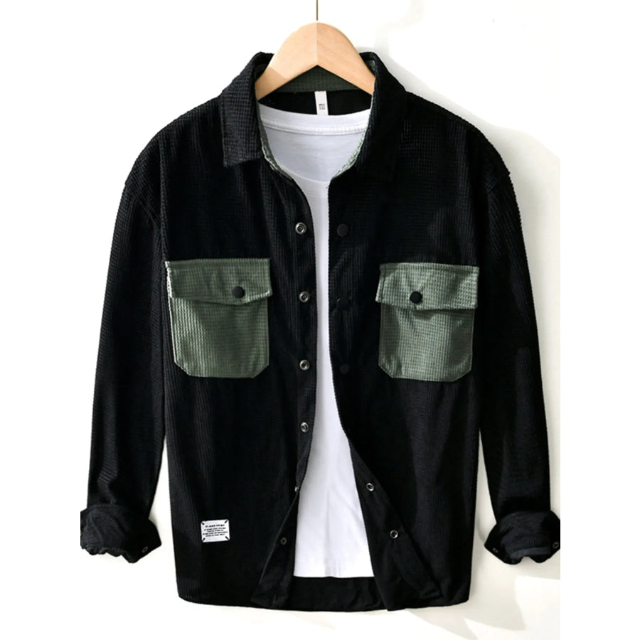 Men’s Button Up Long Sleeve Shirt Black / M Apparel and Accessories