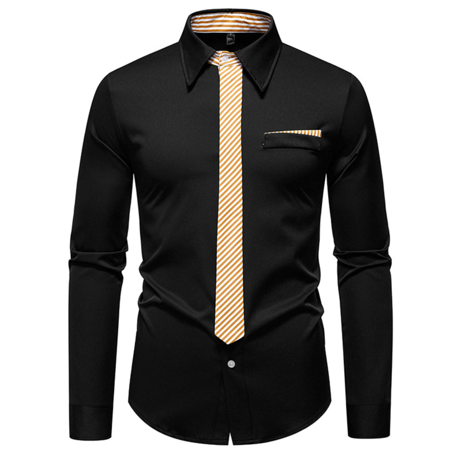Men’s Button Up Long Sleeve Shirt Black / S Apparel and Accessories