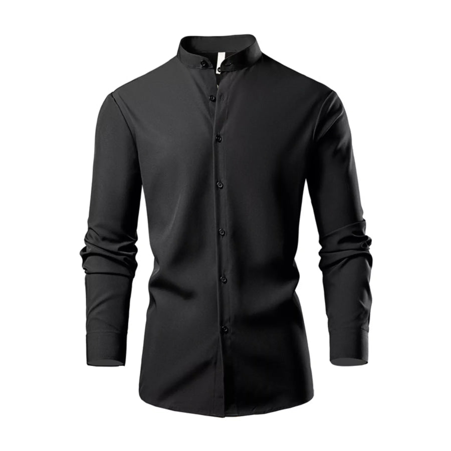 Men’s Button Up Long Sleeve Shirt Black / S Apparel and Accessories