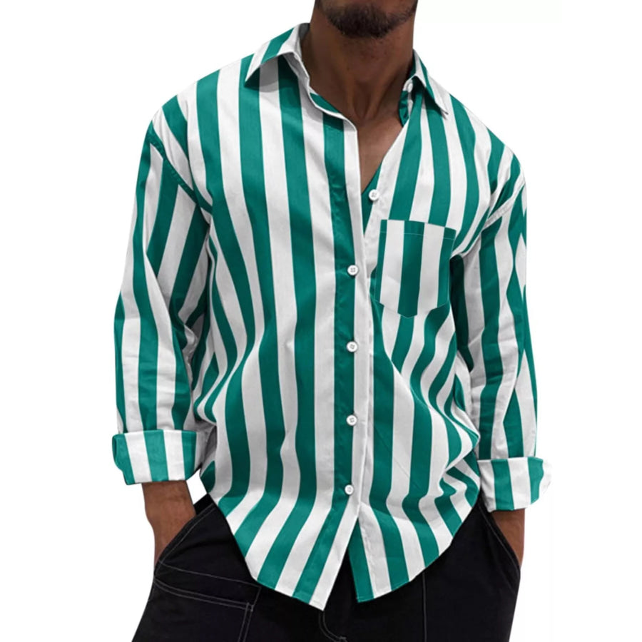 Men’s Button Up Long Sleeve Shirt Deep Teal / S Apparel and Accessories