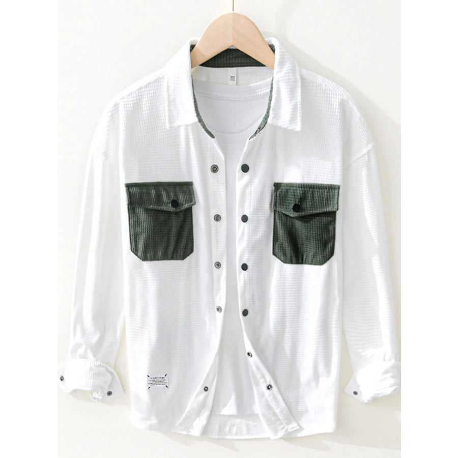 Men’s Button Up Long Sleeve Shirt White / M Apparel and Accessories
