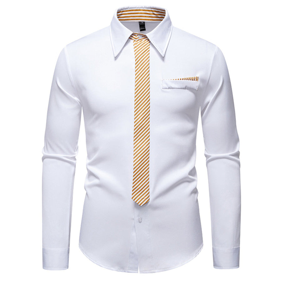 Men’s Button Up Long Sleeve Shirt White / S Apparel and Accessories