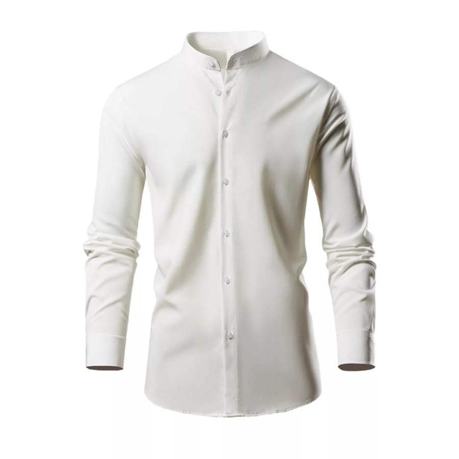 Men’s Button Up Long Sleeve Shirt White / S Apparel and Accessories