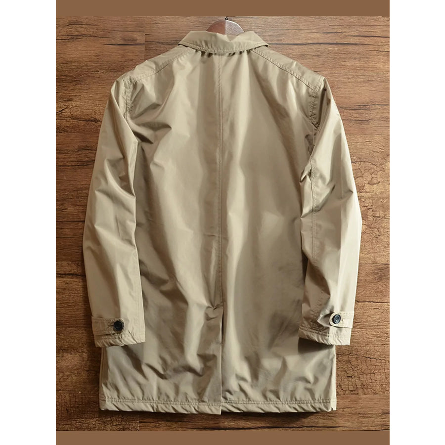Men’s Button Up Long Sleeve Trench Coat Apparel and Accessories