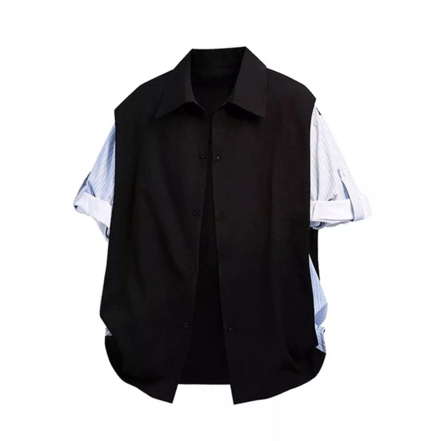 Men’s Button Up Short Sleeve Shirt Light Blue / S Apparel and Accessories