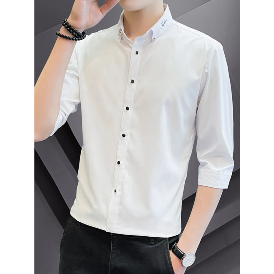 Men’s Button Up Slim Fit Casual Shirt White / M Apparel and Accessories