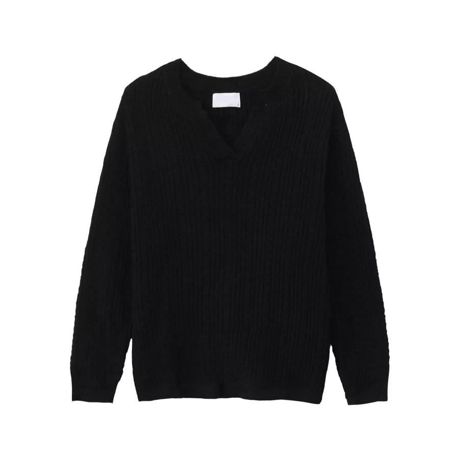 Men’s Cable Knit Long Sleeve Sweater Black / M Apparel and Accessories