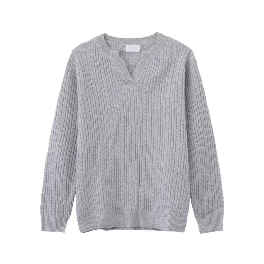 Men’s Cable Knit Long Sleeve Sweater Gray / M Apparel and Accessories