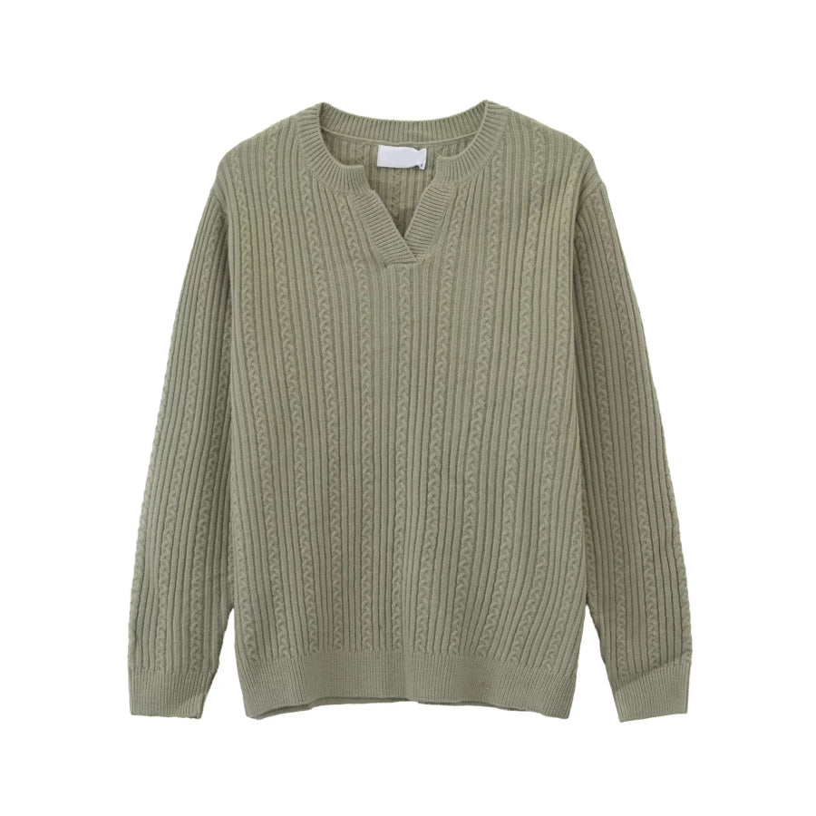 Men’s Cable Knit Long Sleeve Sweater Moss / M Apparel and Accessories