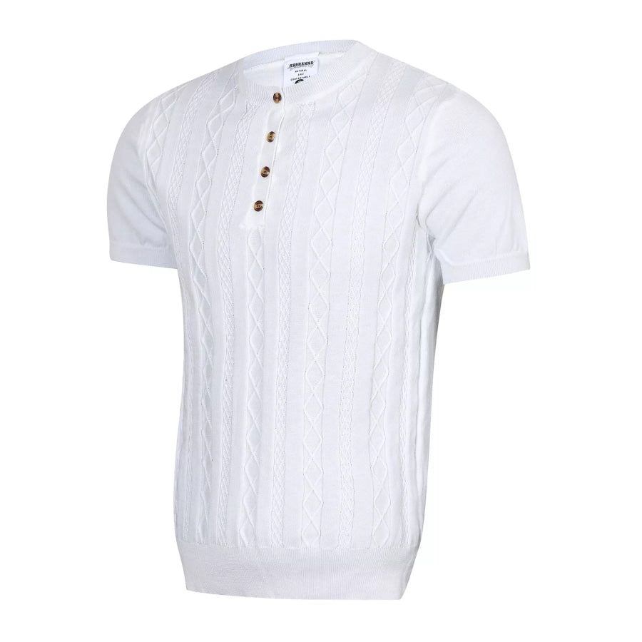 Men’s Cable Knit Short Sleeve Knit Top Apparel and Accessories