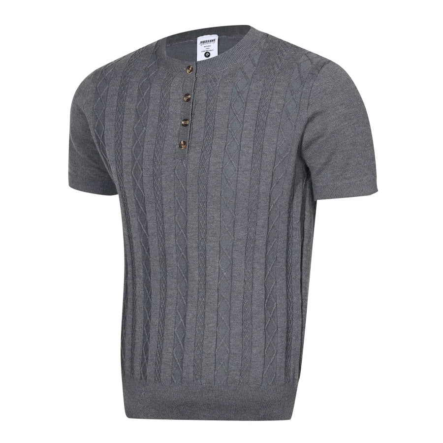 Men’s Cable Knit Short Sleeve Knit Top Apparel and Accessories