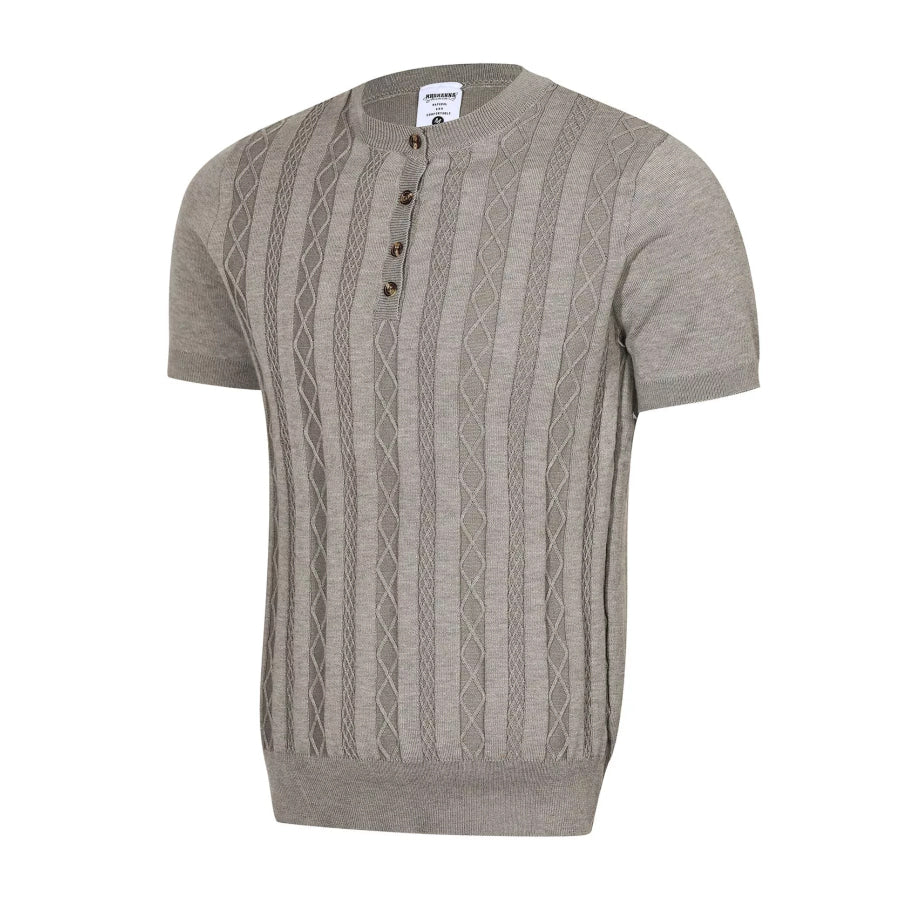 Men’s Cable Knit Short Sleeve Knit Top Apparel and Accessories
