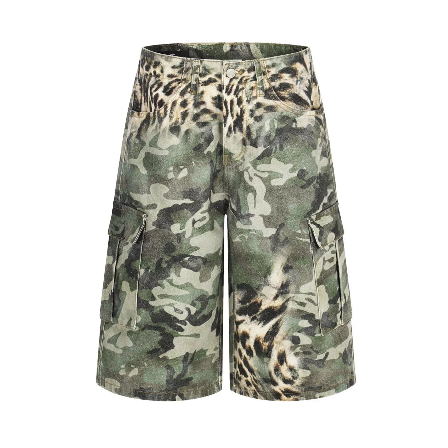 Men’s Camouflage & Leopard Cargo Capris Green Camouflage / S Apparel and Accessories