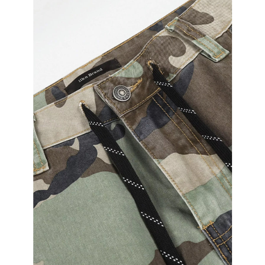 Men’s Camouflage Leopard Patchwork Cargo Pants Apparel and Accessories
