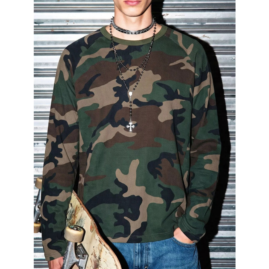 Men’s Camouflage Long-Sleeve T-Shirt Green Camouflage / M Apparel and Accessories