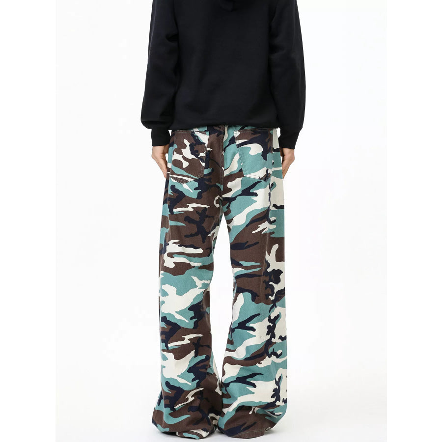 Men’s Camouflage Print Wide-Leg Casual Pants Apparel and Accessories