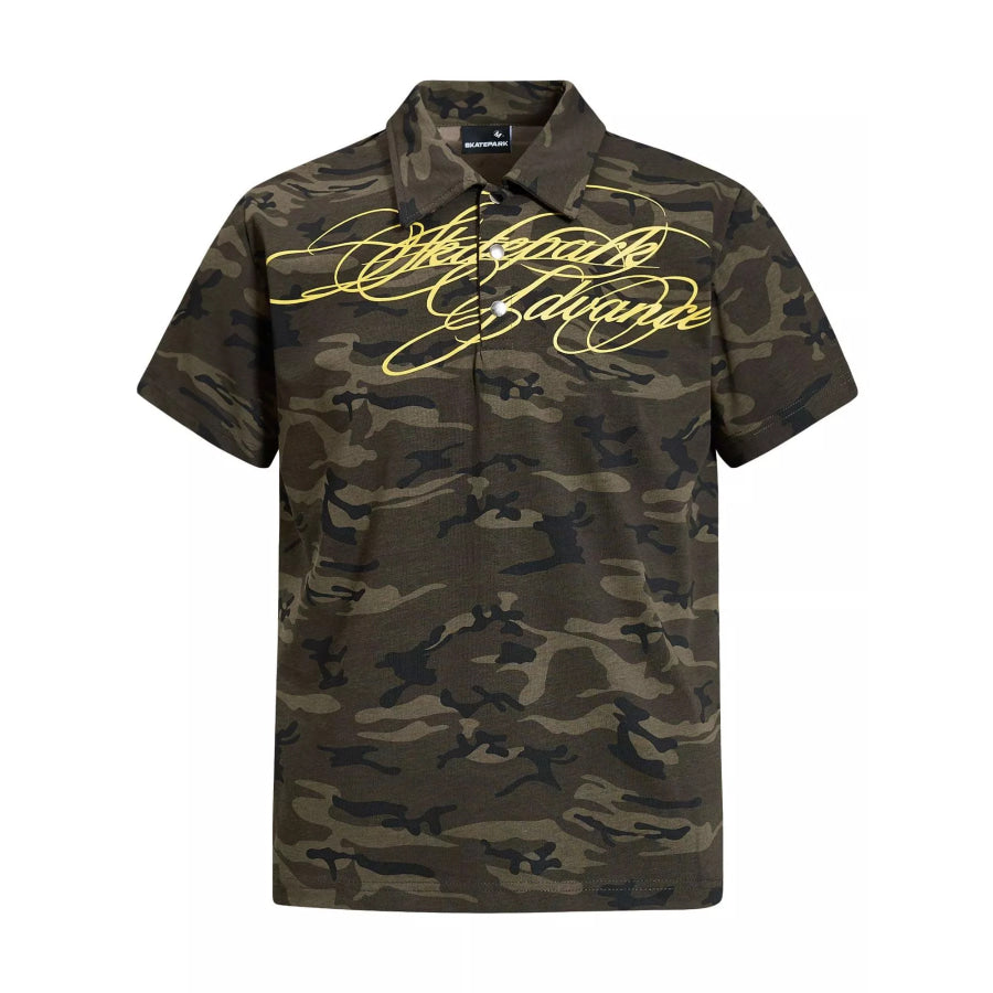 Men’s Camouflage Short Sleeve Polo Green Camouflage / S Apparel and Accessories