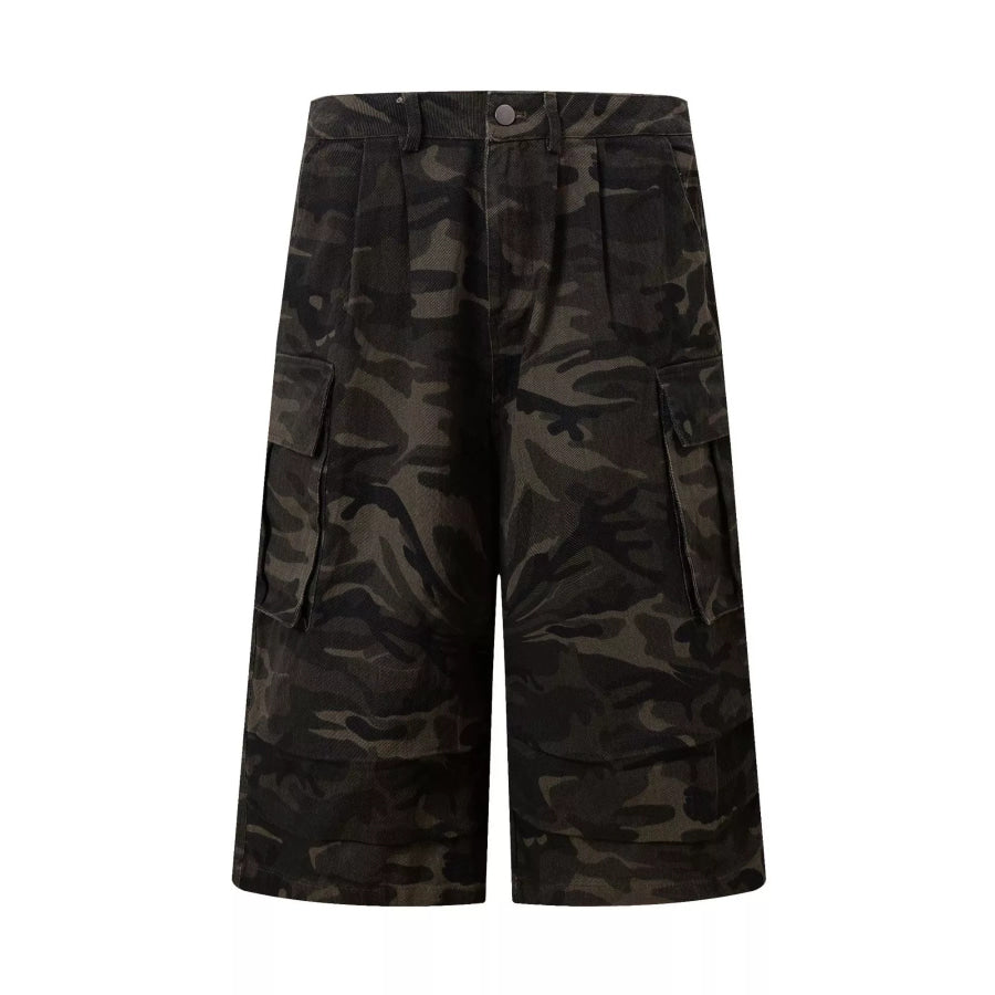Men’s Camouflage Wide-Leg Cargo Capris Camouflage Color / S Apparel and Accessories