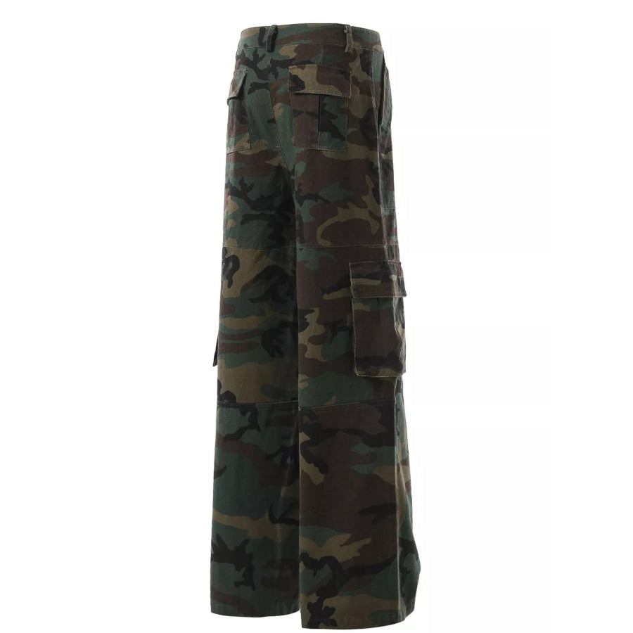 Men’s Camouflage Wide-Leg Cargo Pants Apparel and Accessories