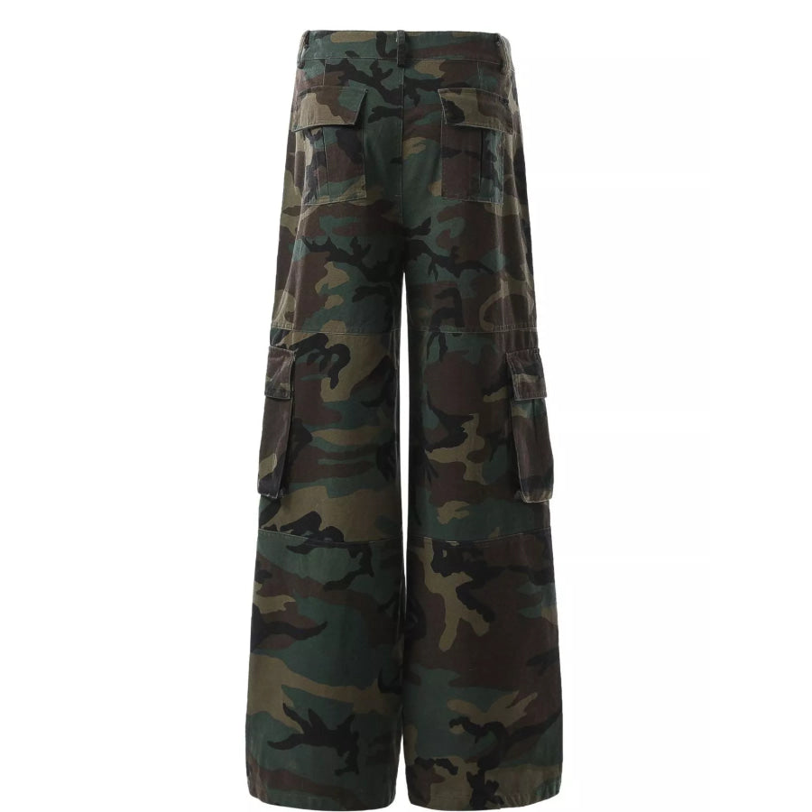 Men’s Camouflage Wide-Leg Cargo Pants Apparel and Accessories