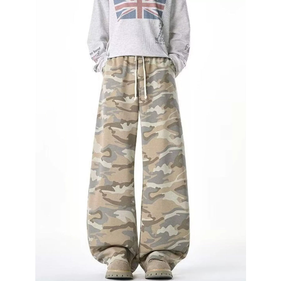Men’s Camouflage Wide-Leg Pants Tan / M Apparel and Accessories
