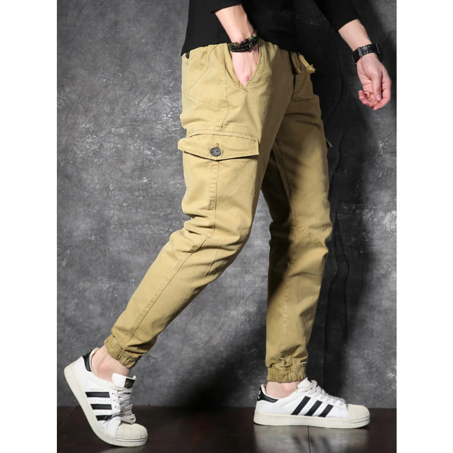 Men’s Cargo Pants with Drawstring Khaki / 29 Apparel and Accessories