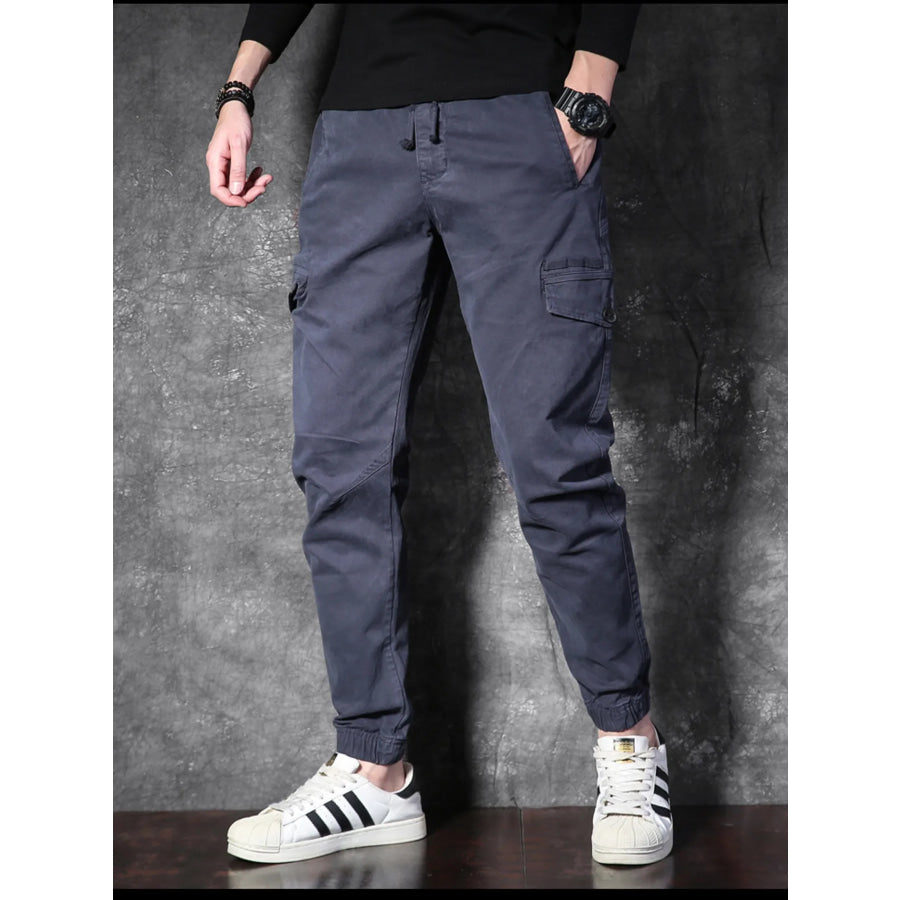 Men’s Cargo Pants with Drawstring Dark Blue / 29 Apparel and Accessories