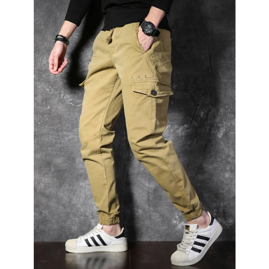 Men’s Cargo Pants with Drawstring Khaki / 29 Apparel and Accessories