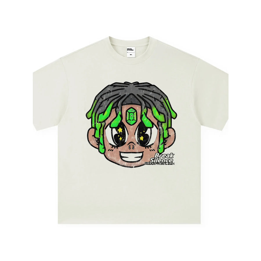Men’s Cartoon Graphic Oversized T-Shirt Cream / S Apparel and Accessories