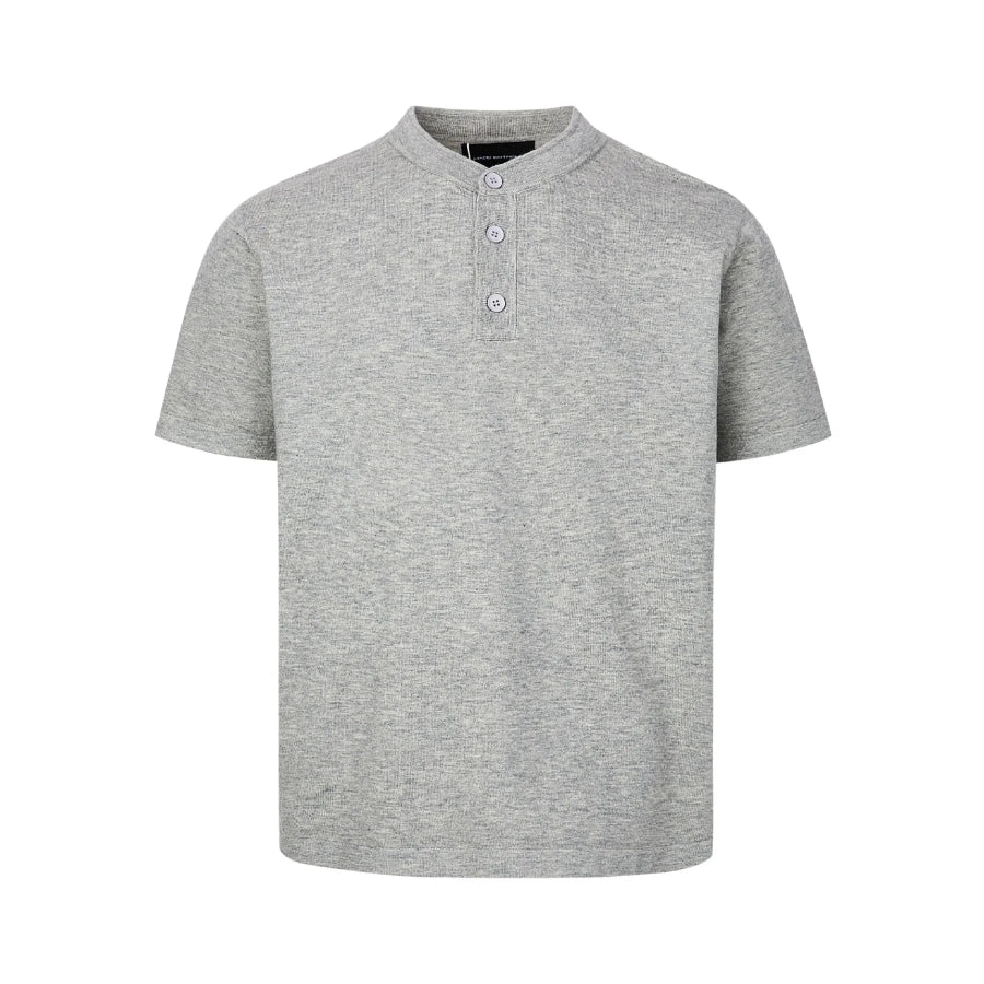 Men’s Casual Button Detail Short Sleeve T-Shirt Gray / M Apparel and Accessories