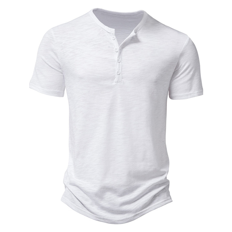Men’s Casual Button Detail T-Shirt White / S Apparel and Accessories