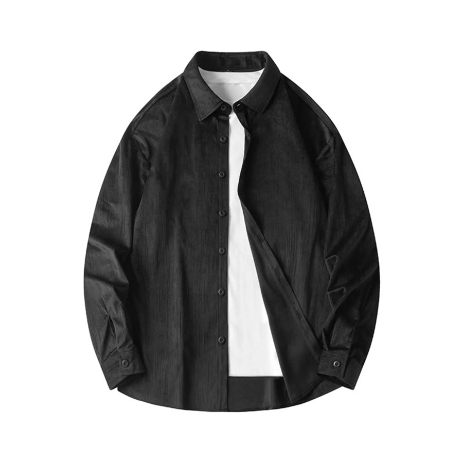 Men’s Casual Corduroy Button-Down Shirt Black / M Apparel and Accessories