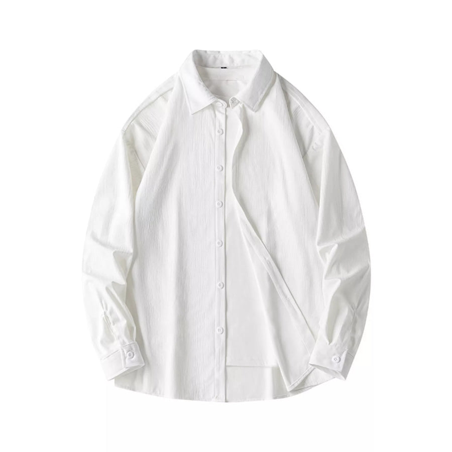 Men’s Casual Corduroy Button-Down Shirt White / M Apparel and Accessories