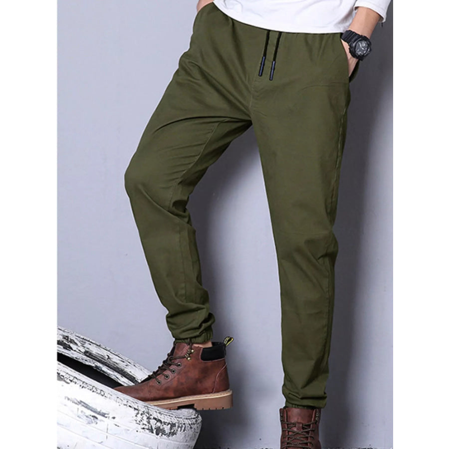 Men’s Casual Drawstring Joggers Green / 28 Apparel and Accessories