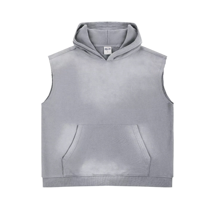 Men’s Casual Kangaroo Pocket Hooded Tank Gray / S Apparel and Accessories