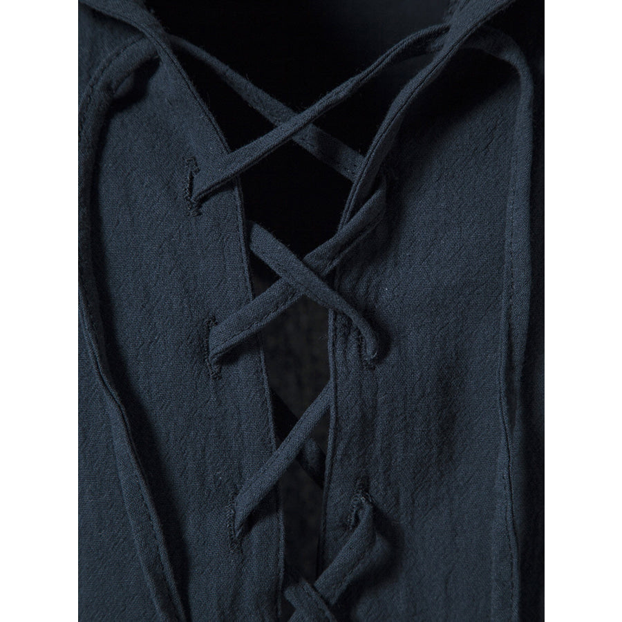 Men’s Casual Lace-Up Hooded Top Apparel and Accessories