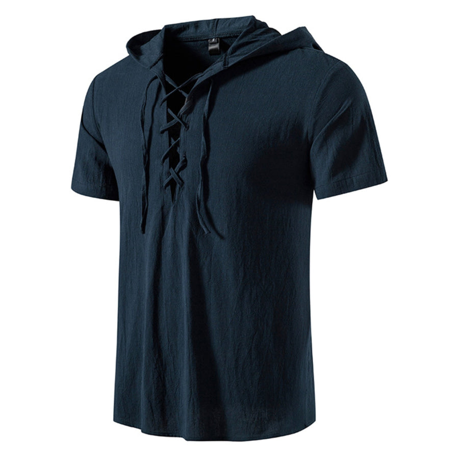 Men’s Casual Lace-Up Hooded Top Apparel and Accessories