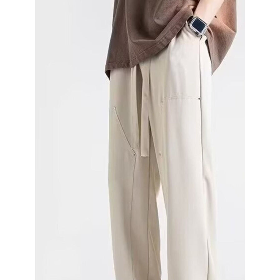 Men’s Casual Loose Fit Drawstring Pants Off-white / M Apparel and Accessories