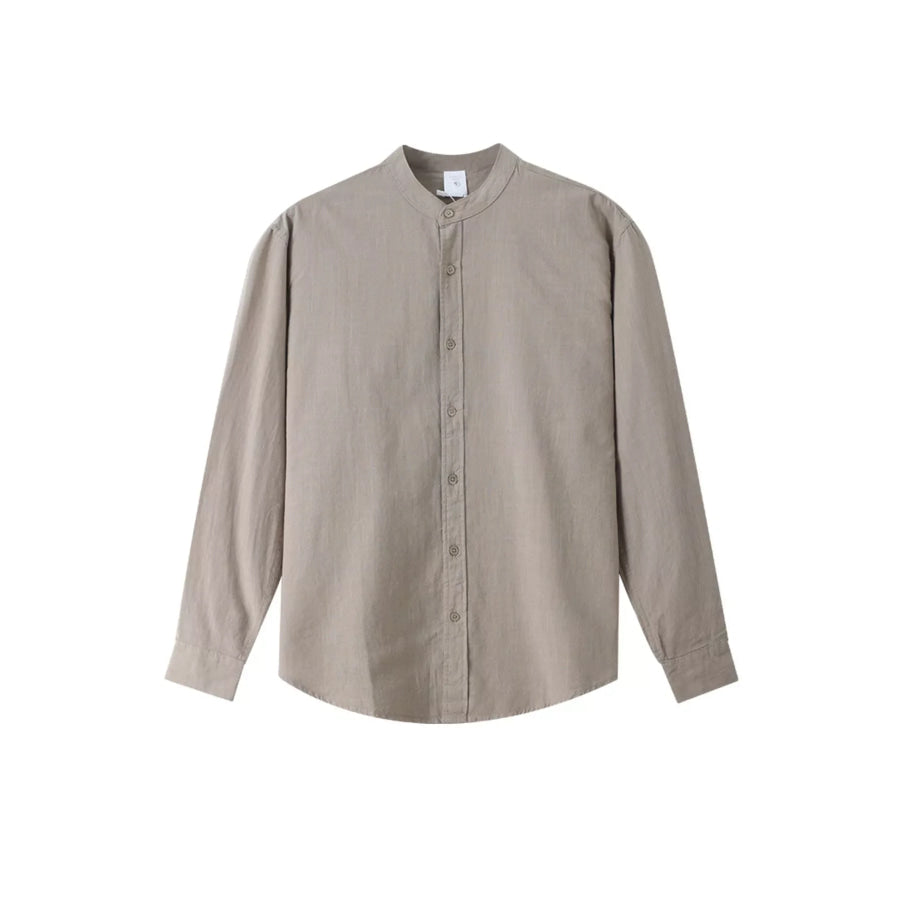 Men’s Casual Mandarin Collar Long Sleeve Shirt Apparel and Accessories