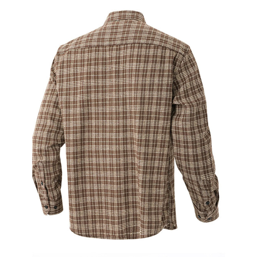 Men’s Casual Plaid Long Sleeve Shirt Apparel and Accessories