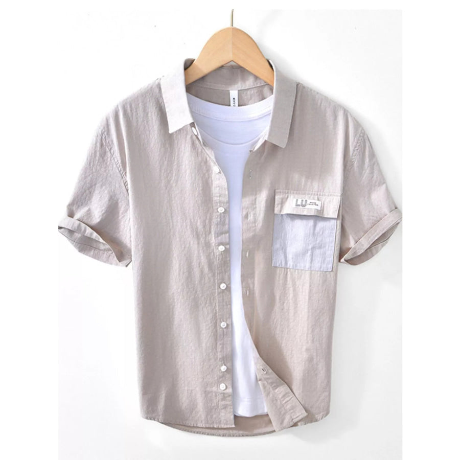 Men’s Casual Short-Sleeve Button-Down Shirt Khaki / M Apparel and Accessories