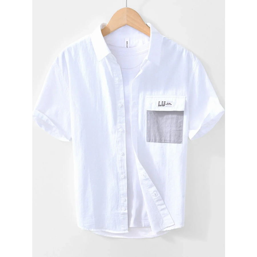 Men’s Casual Short-Sleeve Button-Down Shirt White / M Apparel and Accessories