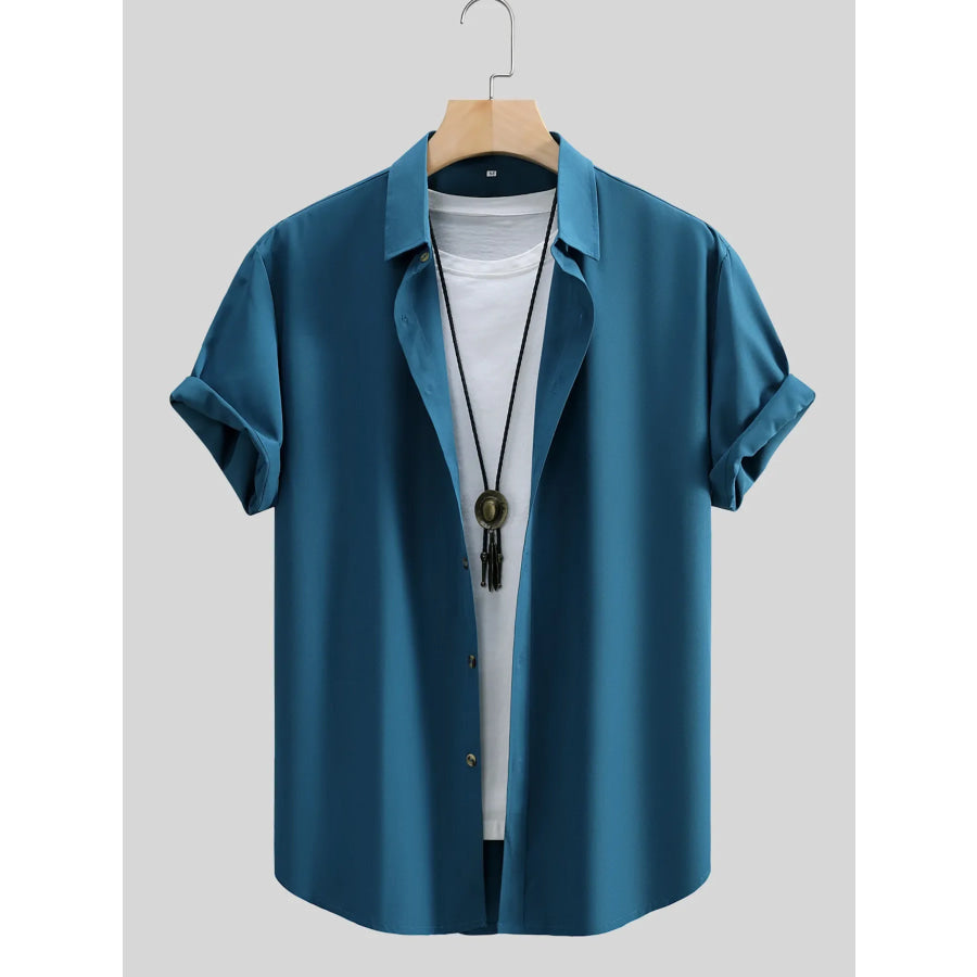 Men’s Casual Short-Sleeve Shirt French Blue / S Apparel and Accessories