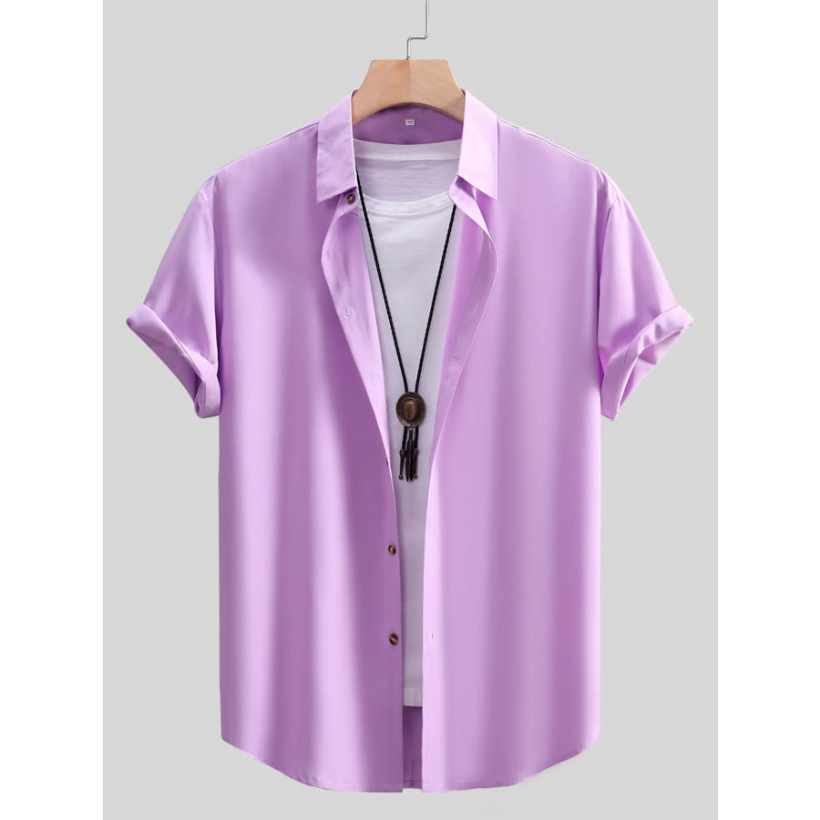 Men’s Casual Short-Sleeve Shirt Heliotrope Purple / S Apparel and Accessories