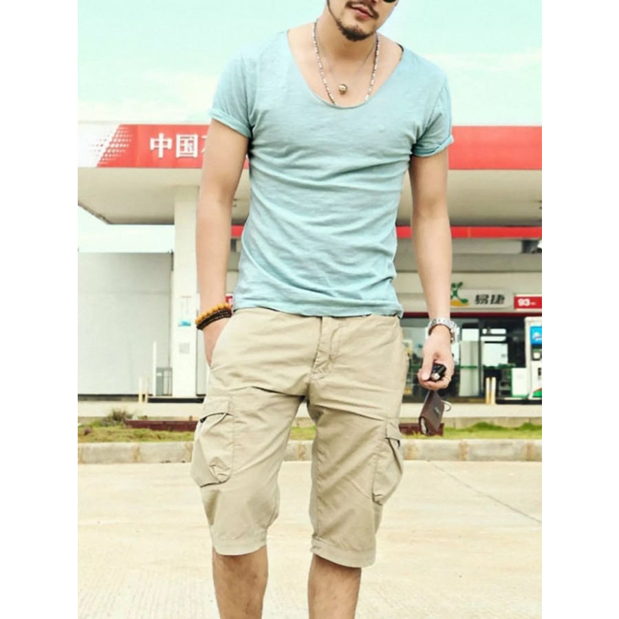Men’s Casual Solid Color Short Sleeve T-Shirt Apparel and Accessories